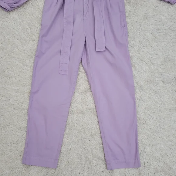 J Crew Puff Sleeve Chino Jumpsuit Overalls Lavender Purple - Picture 9 of 13